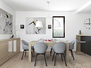Projekt 29 - Średnia biała jadalnia w kuchni, styl nowoczesny - zdjęcie od PASS architekci