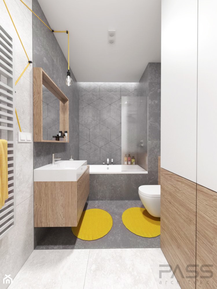 Projekt 30 - Średnia na poddaszu bez okna łazienka, styl nowoczesny - zdjęcie od PASS architekci
