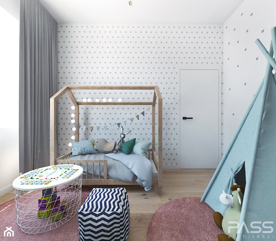 Projekt 30 - Średni biały czarny pokój dziecka dla dziecka dla chłopca dla dziewczynki, styl skandynawski - zdjęcie od PASS architekci
