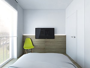 projekt 16 - Mała biała sypialnia z balkonem / tarasem, styl skandynawski - zdjęcie od PASS architekci