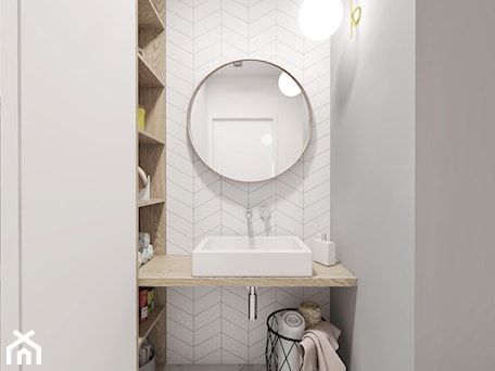 Aranżacje wnętrz - Łazienka: Projekt 25 - Mała łazienka, styl skandynawski - PASS architekci. Przeglądaj, dodawaj i zapisuj najlepsze zdjęcia, pomysły i inspiracje designerskie. W bazie mamy już prawie milion fotografii!