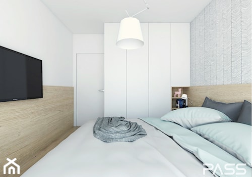 Projekt 24 - Średnia biała sypialnia, styl nowoczesny - zdjęcie od PASS architekci