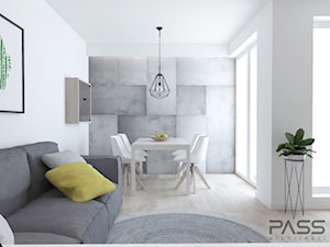 Projekt 19 - Średnia biała szara jadalnia w salonie, styl nowoczesny - zdjęcie od PASS architekci