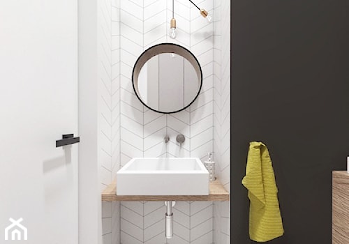 Projekt 30 - Mała na poddaszu bez okna łazienka, styl skandynawski - zdjęcie od PASS architekci