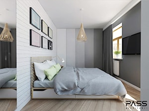 Projekt 17 - Średnia biała szara sypialnia, styl skandynawski - zdjęcie od PASS architekci