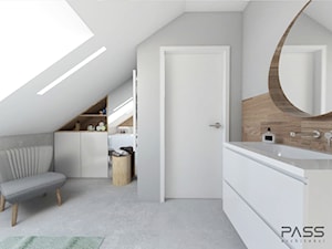 Projekt 18 - Średnia na poddaszu łazienka z oknem, styl skandynawski - zdjęcie od PASS architekci
