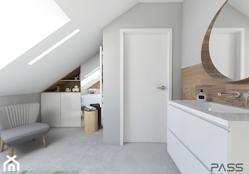 Projekt 18 - Średnia na poddaszu łazienka z oknem, styl skandynawski - zdjęcie od PASS architekci