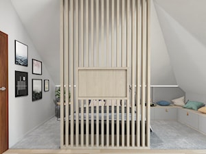 projekt 33 - Średnia biała sypialnia na poddaszu, styl skandynawski - zdjęcie od PASS architekci