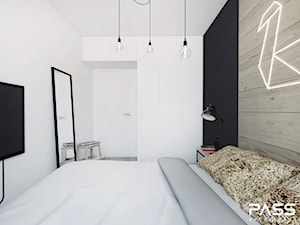 projekt 15 - Średnia biała czarna sypialnia, styl industrialny - zdjęcie od PASS architekci