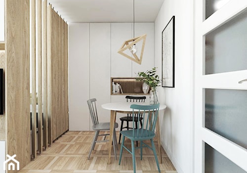 Projekt 28 - Mała biała jadalnia jako osobne pomieszczenie, styl skandynawski - zdjęcie od PASS architekci