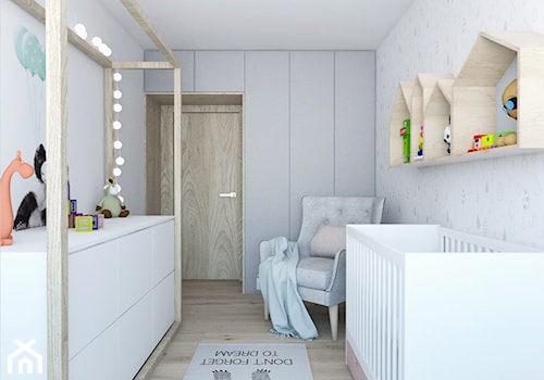 Projekt 25 - Mały biały pokój dziecka dla niemowlaka dla chłopca, styl skandynawski - zdjęcie od PASS architekci