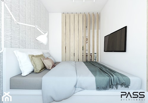 Projekt 28 - Mała biała szara sypialnia, styl skandynawski - zdjęcie od PASS architekci