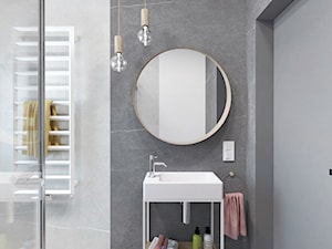 Projekt 32 - Mała bez okna z lustrem z marmurową podłogą łazienka, styl nowoczesny - zdjęcie od PASS architekci