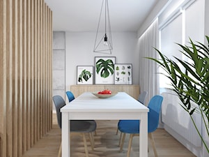 Projekt 26 - Średnia biała szara jadalnia jako osobne pomieszczenie, styl nowoczesny - zdjęcie od PASS architekci