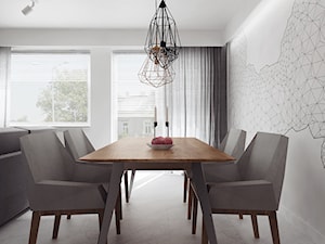 projekt 11 - Średnia biała jadalnia w salonie, styl nowoczesny - zdjęcie od PASS architekci