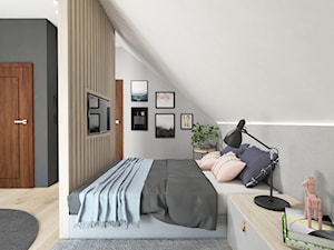 projekt 33 - Średnia szara sypialnia na poddaszu, styl skandynawski - zdjęcie od PASS architekci