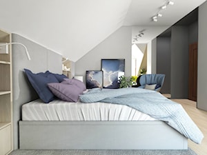 projekt 33 - Średnia czarna szara sypialnia na poddaszu, styl nowoczesny - zdjęcie od PASS architekci