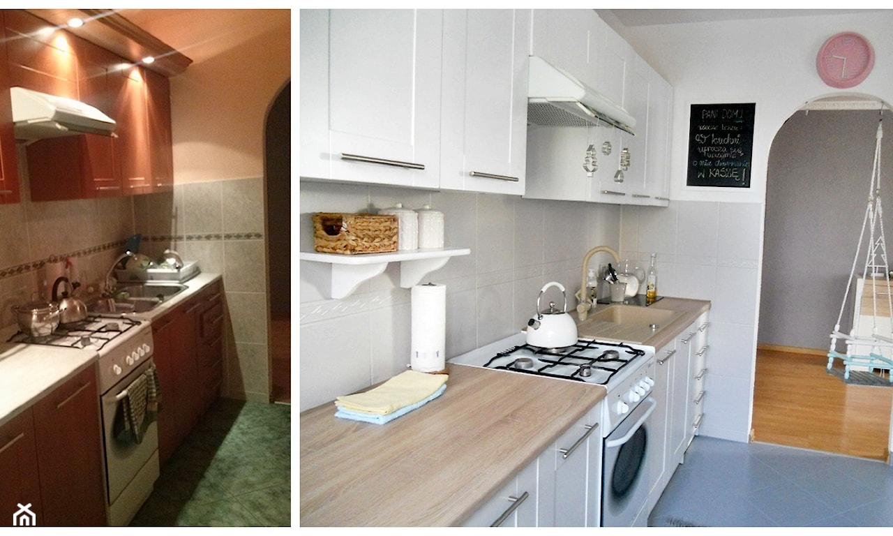 kuchnia przed i po metamorfozie