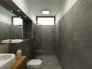 Średnia na poddaszu z lustrem łazienka z oknem, styl nowoczesny - zdjęcie od marina suchorska architektura wnętrz