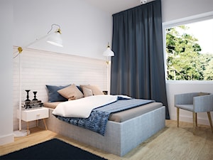 Projekt mieszkania w Poznaniu - Średnia biała sypialnia, styl skandynawski - zdjęcie od marina suchorska architektura wnętrz