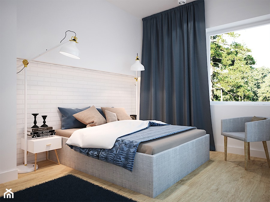 Projekt mieszkania w Poznaniu - Średnia biała sypialnia, styl skandynawski - zdjęcie od marina suchorska architektura wnętrz