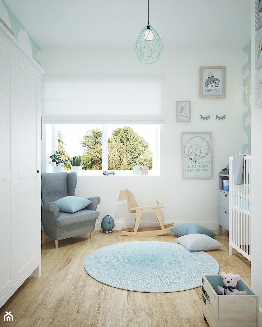 Projekt mieszkania w Poznaniu - Mały biały pokój dziecka dla niemowlaka dla chłopca dla dziewczynki, styl skandynawski - zdjęcie od marina suchorska architektura wnętrz