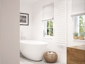 projekt łazienki - Mała na poddaszu z punktowym oświetleniem łazienka z oknem, styl skandynawski - zdjęcie od marina suchorska architektura wnętrz