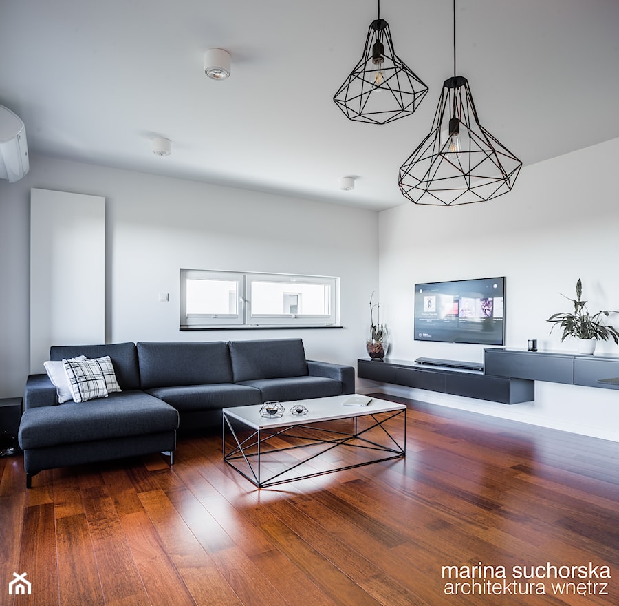 projekt mieszkania w Luboniu - Średni biały salon, styl minimalistyczny - zdjęcie od marina suchorska architektura wnętrz