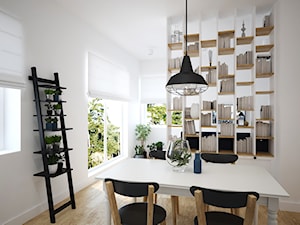 Projekt mieszkania w Poznaniu - Średnia biała jadalnia jako osobne pomieszczenie, styl skandynawski - zdjęcie od marina suchorska architektura wnętrz