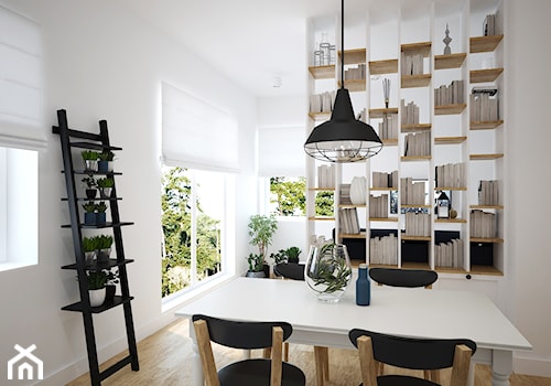 Projekt mieszkania w Poznaniu - Średnia biała jadalnia jako osobne pomieszczenie, styl skandynawski - zdjęcie od marina suchorska architektura wnętrz