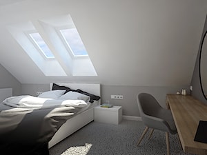 projekt domu w Suchym Lesie - Średnia szara sypialnia na poddaszu, styl nowoczesny - zdjęcie od marina suchorska architektura wnętrz