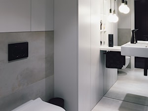 projekt mieszkania w Luboniu - Średnia bez okna z lustrem z punktowym oświetleniem łazienka, styl minimalistyczny - zdjęcie od marina suchorska architektura wnętrz