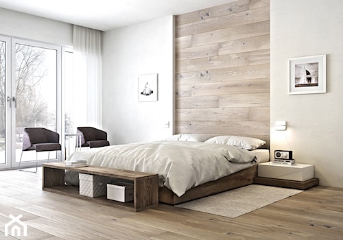 DESKA BARLINECKA - Duża beżowa sypialnia, styl minimalistyczny - zdjęcie od Barlinek