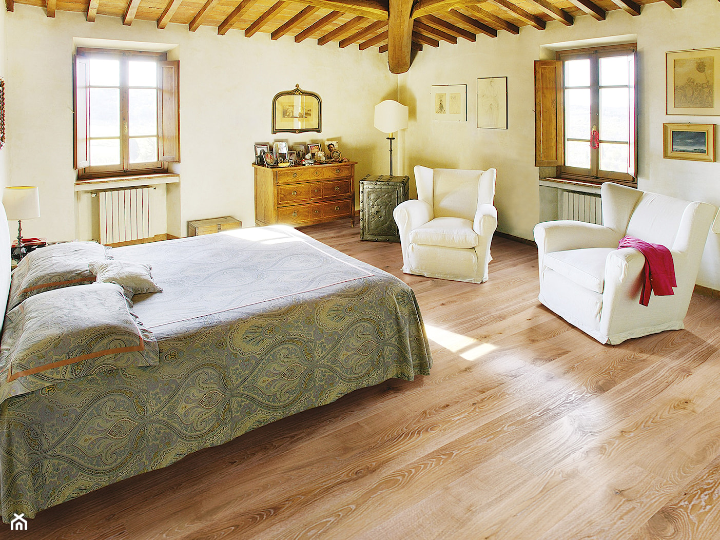 DESKA BARLINECKA - Średnia biała sypialnia, styl rustykalny - zdjęcie od Barlinek - Homebook