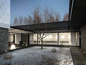 Duże parterowe domy jednorodzinne murowane z dwuspadowym dachem, styl minimalistyczny - zdjęcie od Reform Architekt Marcin Tomaszewski