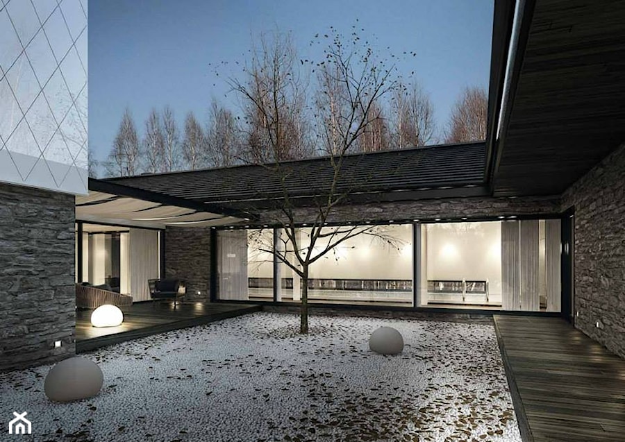 Duże parterowe domy jednorodzinne murowane z dwuspadowym dachem, styl minimalistyczny - zdjęcie od Reform Architekt Marcin Tomaszewski