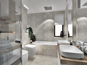 Łazienka w beżach - Łazienka, styl nowoczesny - zdjęcie od Fusion- projektowanie i aranżacja wnętrz