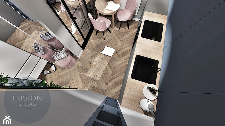 Mieszkanie dla studentów /Warszawa - Kuchnia, styl nowoczesny - zdjęcie od Fusion- projektowanie i aranżacja wnętrz
