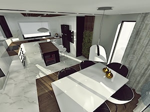 Biało - czarna kuchnia - zdjęcie od Fusion- projektowanie i aranżacja wnętrz