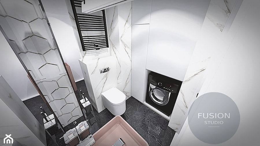 Czarno- biała łazinka - zdjęcie od Fusion- projektowanie i aranżacja wnętrz