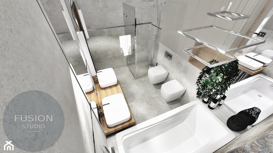 Łazienka w beżach - Łazienka, styl nowoczesny - zdjęcie od Fusion- projektowanie i aranżacja wnętrz