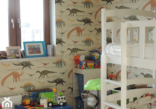 MIESZKANIE W POZNANIU - Mały beżowy pokój dziecka dla dziecka dla chłopca dla rodzeństwa, styl nowoczesny - zdjęcie od Studio Projektowe RoRO interior + design