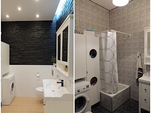 MIESZKANIE W KOSZARACH - Mała bez okna z pralką / suszarką z lustrem z punktowym oświetleniem łazienka, styl industrialny - zdjęcie od Studio Projektowe RoRO interior + design