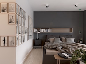 Dom we Francji - Duża biała czarna szara sypialnia, styl nowoczesny - zdjęcie od COI Pracownia Architektury Wnętrz