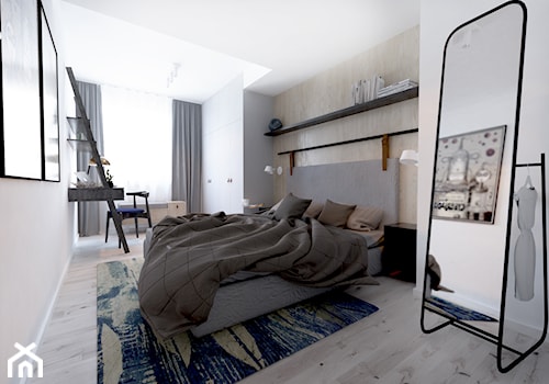 Mieszkanie w Warszawie 1 - Średnia szara z biurkiem sypialnia, styl nowoczesny - zdjęcie od COI Pracownia Architektury Wnętrz