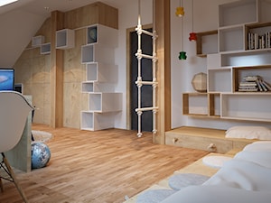 Duży biały z drabinkami pokój dziecka dla dziecka dla chłopca, styl nowoczesny - zdjęcie od COI Pracownia Architektury Wnętrz