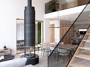 AM Dom 200m2 Gdańsk, 2018 - Duży biały salon z kuchnią z jadalnią, styl nowoczesny - zdjęcie od COI Pracownia Architektury Wnętrz