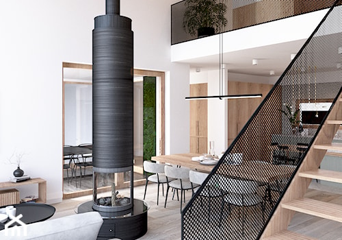 AM Dom 200m2 Gdańsk, 2018 - Duży biały salon z kuchnią z jadalnią, styl nowoczesny - zdjęcie od COI Pracownia Architektury Wnętrz