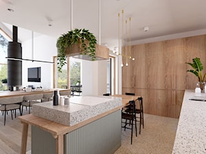 AM Dom 200m2 Gdańsk, 2018 - Średnia otwarta z salonem biała z zabudowaną lodówką z podblatowym zlewozmywakiem kuchnia dwurzędowa z oknem, styl nowoczesny - zdjęcie od COI Pracownia Architektury Wnętrz