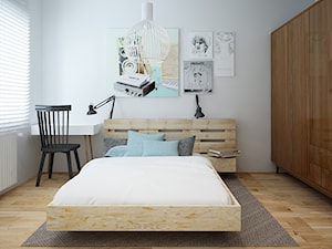 Średnia biała z biurkiem sypialnia, styl skandynawski - zdjęcie od COI Pracownia Architektury Wnętrz